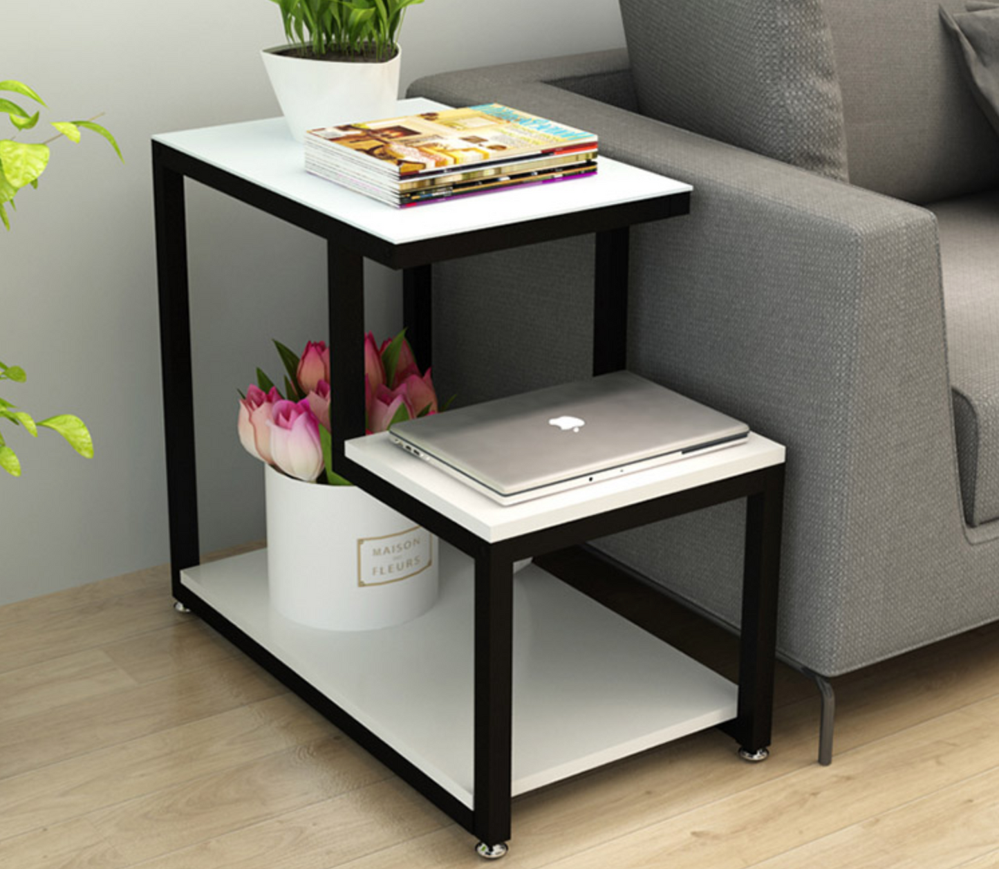 HENRIK Contemporary Glass Top Side Table