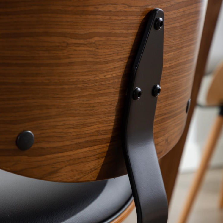 Natasha Nordic Dining Chair With Leather Cushion (Set of 2)