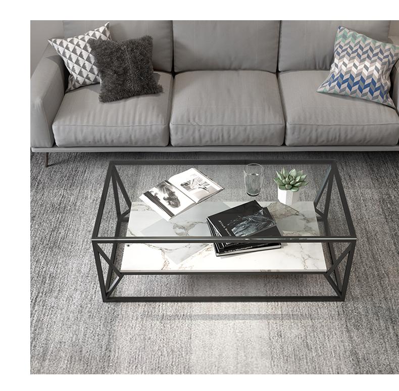 CHIARA Modern Industrial Glass Top Coffee Table
