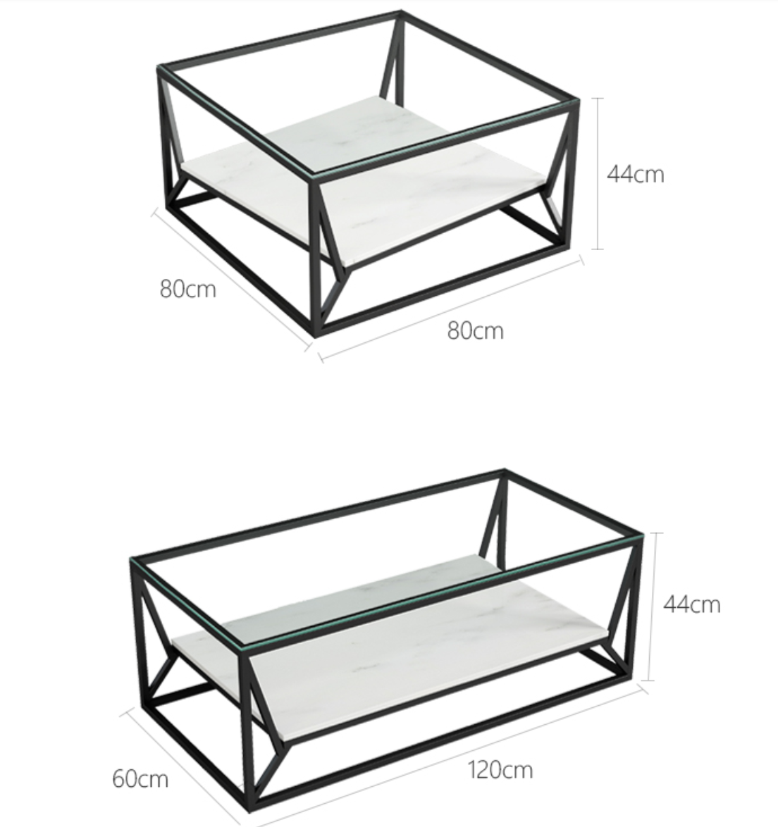 CHIARA Modern Industrial Glass Top Coffee Table