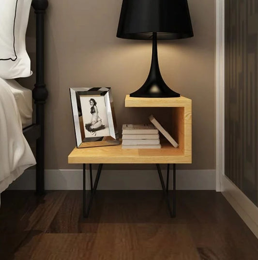 WAREHOUSE SALE ARIEL Modern Industrial Solid Wood Bedside Table ( Special Price $99 )
