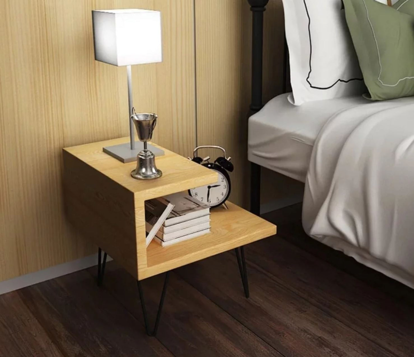 WAREHOUSE SALE ARIEL Modern Industrial Solid Wood Bedside Table ( Special Price $99 )