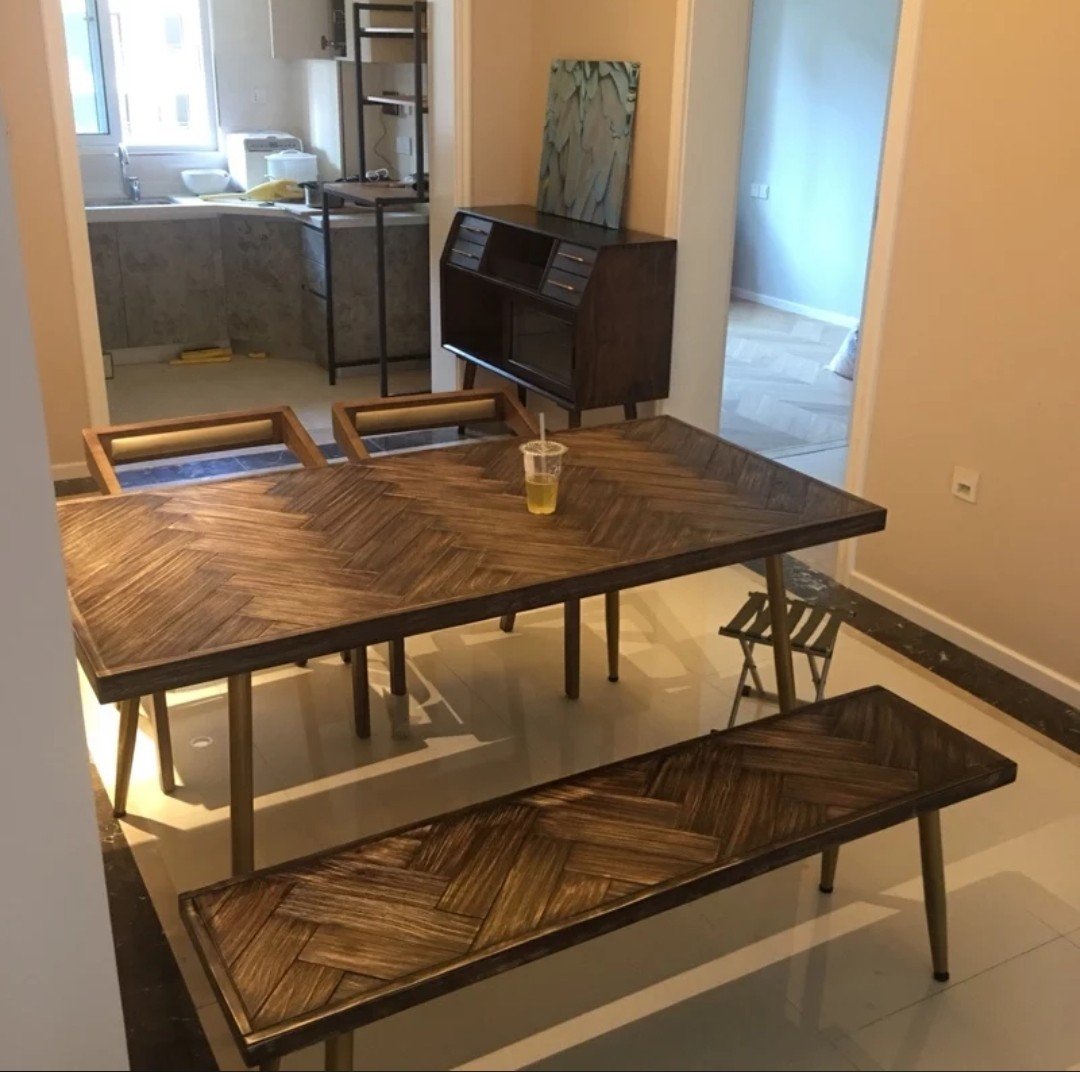 EMILIA Herringbone Acacia Dining Table