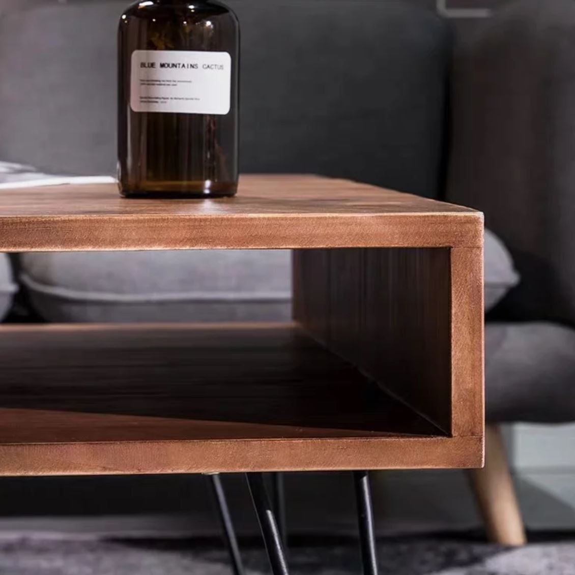 SAGE Modern Rustic Industrial Solid Wood Coffee Table