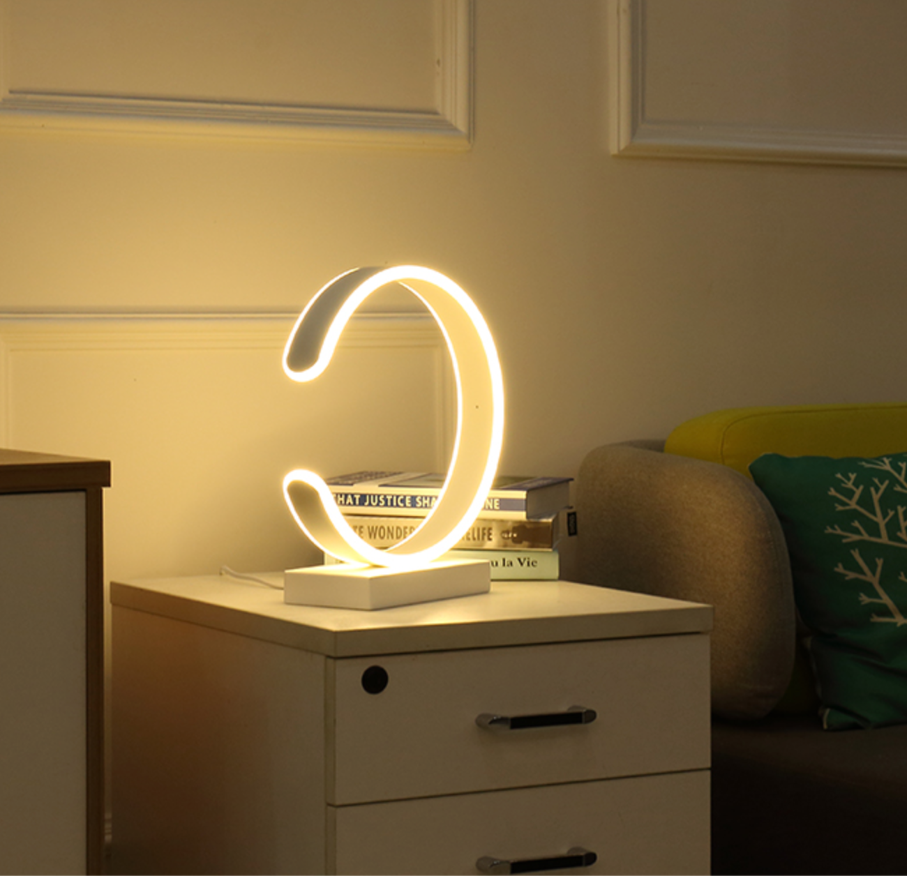 GIOVANNI Half Moon LED Monochrome Table Lamp