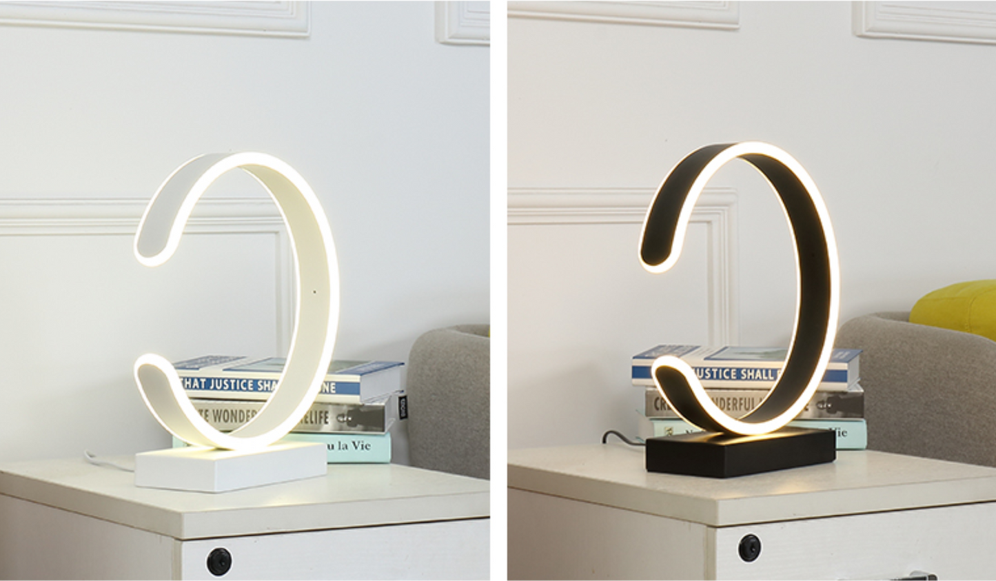 GIOVANNI Half Moon LED Monochrome Table Lamp