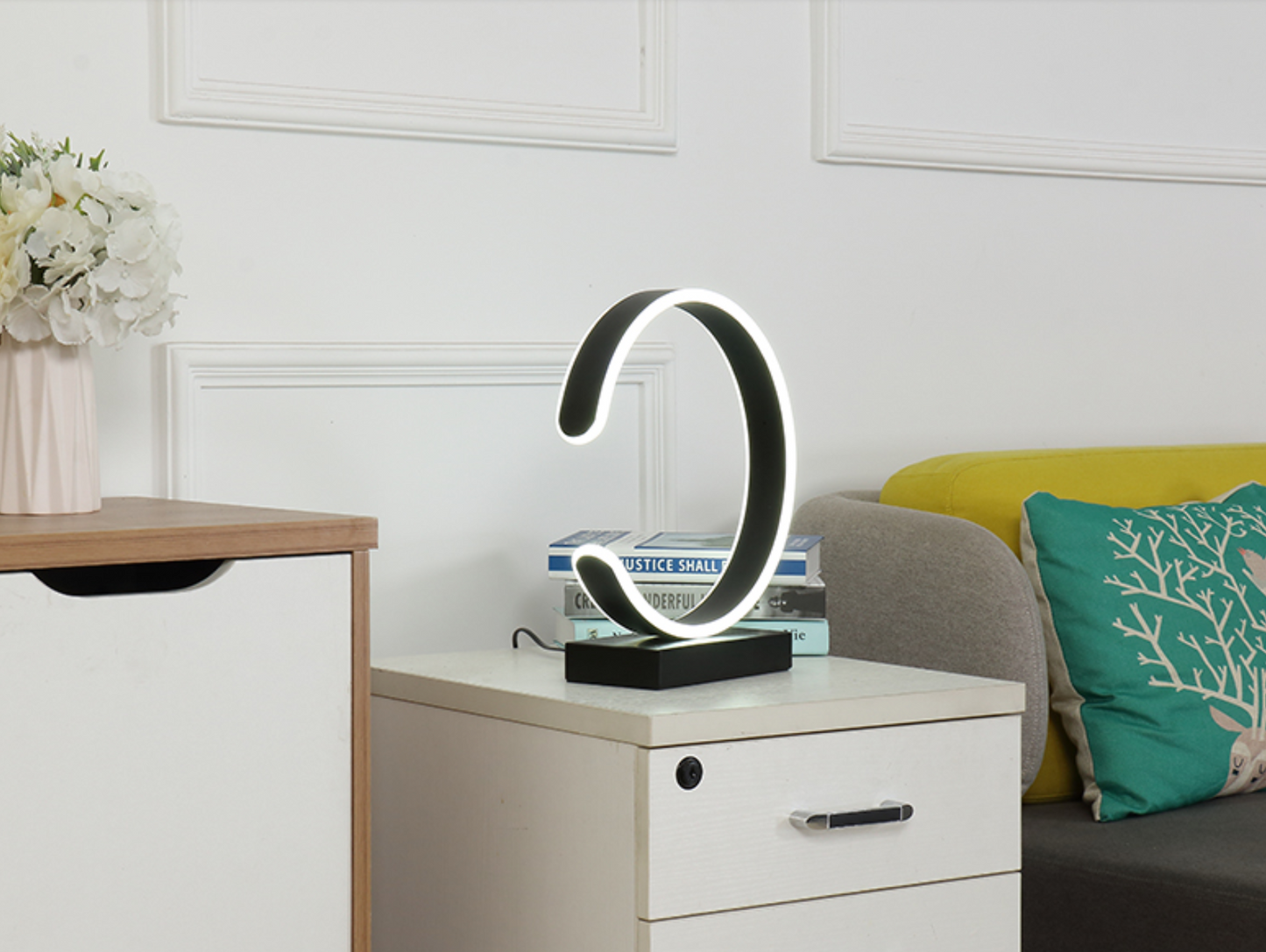 GIOVANNI Half Moon LED Monochrome Table Lamp
