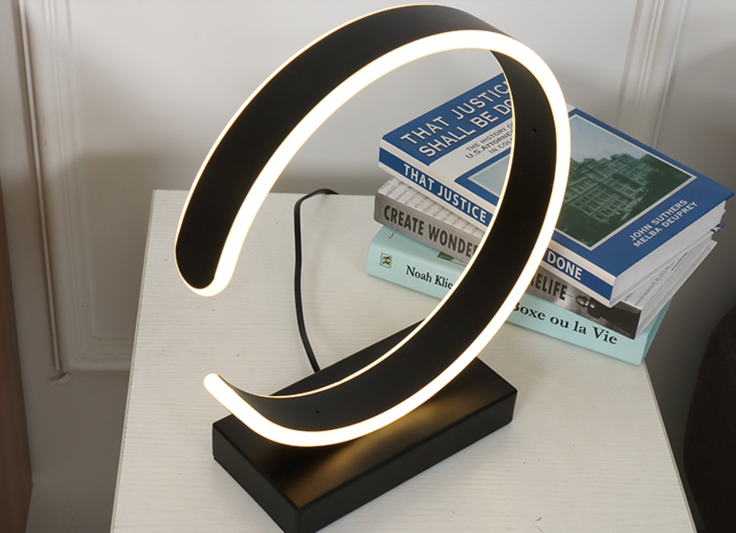 GIOVANNI Half Moon LED Monochrome Table Lamp
