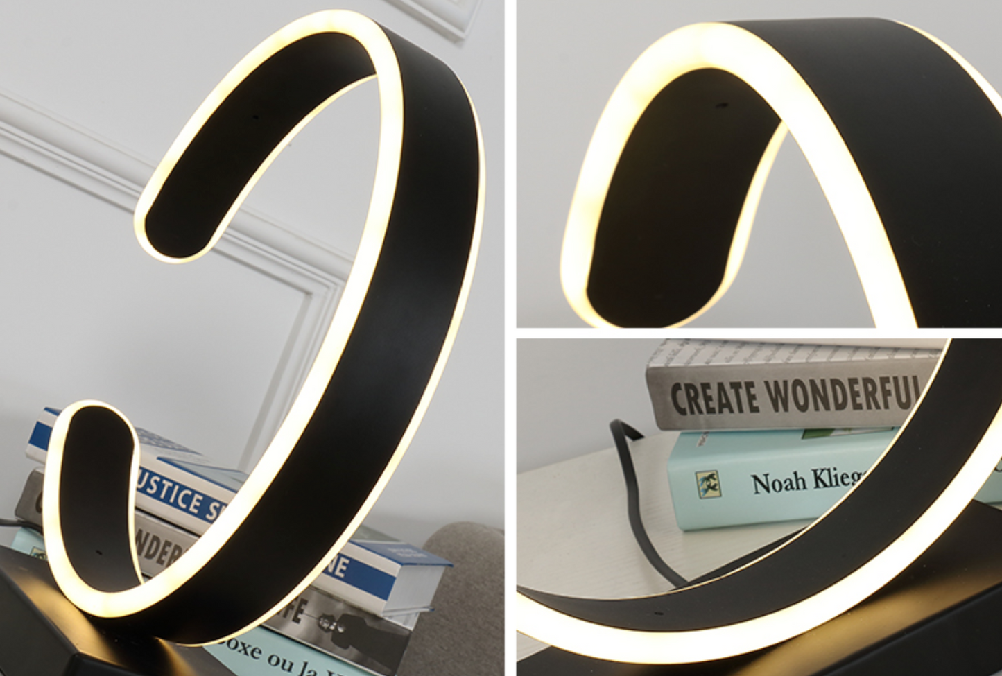 GIOVANNI Half Moon LED Monochrome Table Lamp