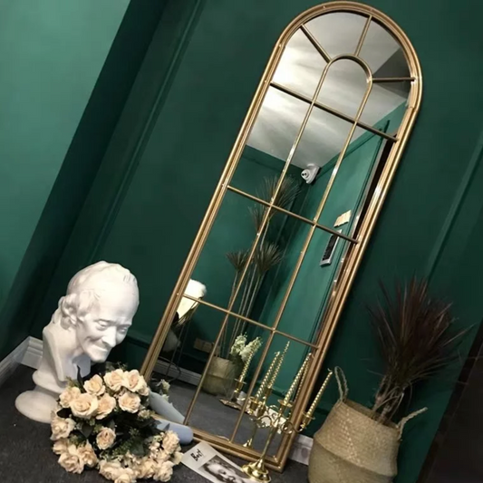LILIAN Vintage Arched Window Mirror As Is