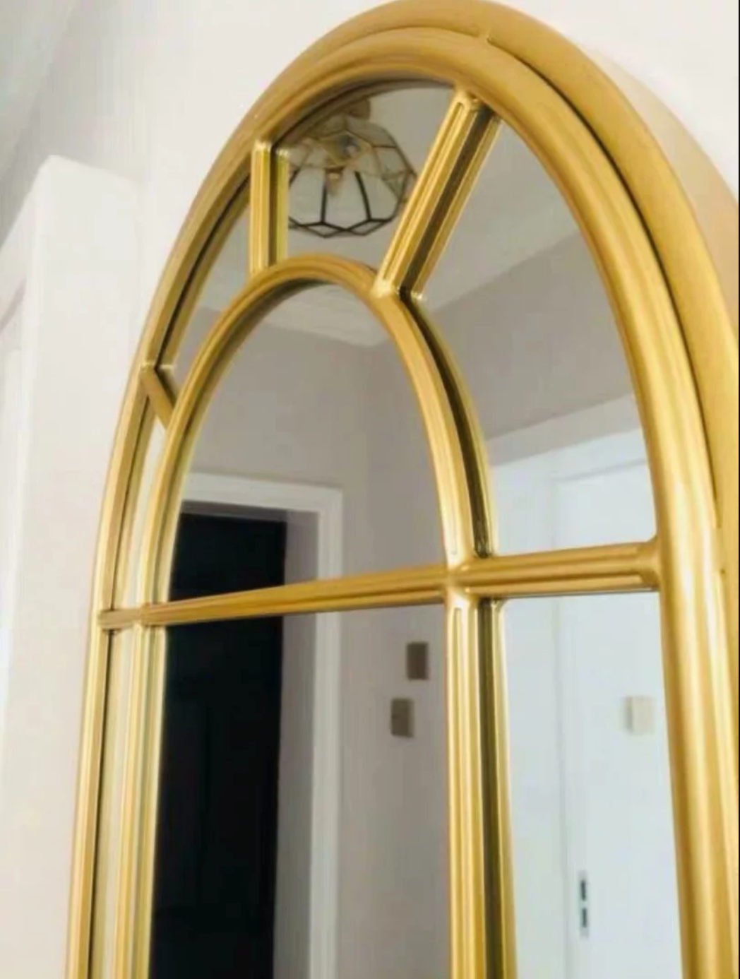LILIAN Vintage Arched Window Mirror As Is