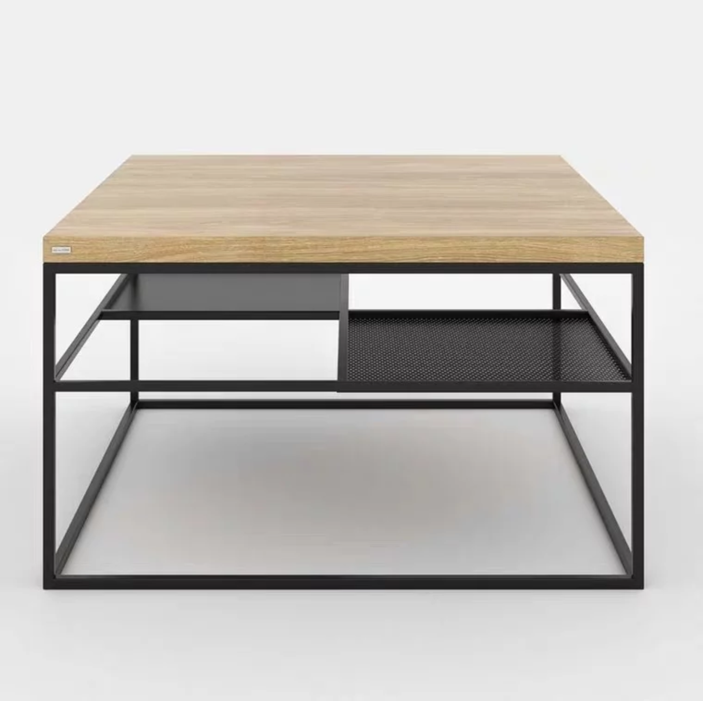 SAVANNAH Modern Industrial Mixed Element Wood Coffee Table