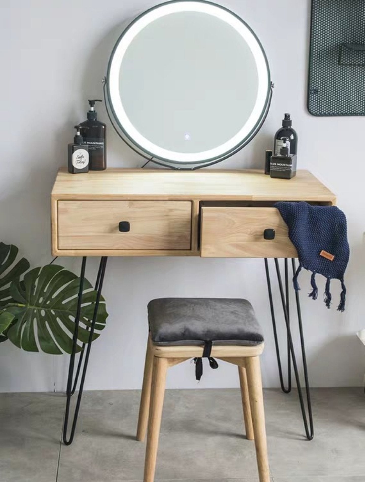 CHARLOTTE Vintage Scandi Solid Wood Vanity Table Set