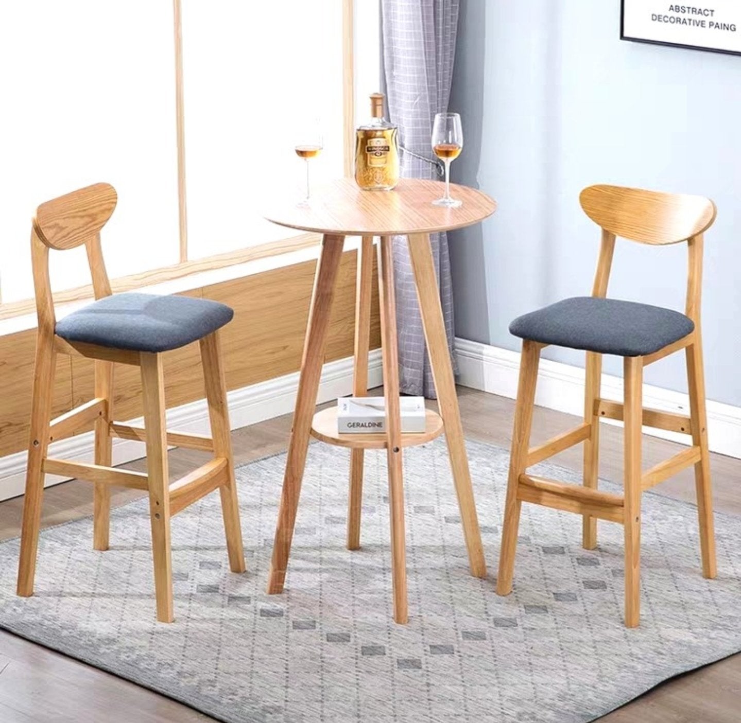 ARIANNA Vintage Solid Pine Wood Bar Table & Stools