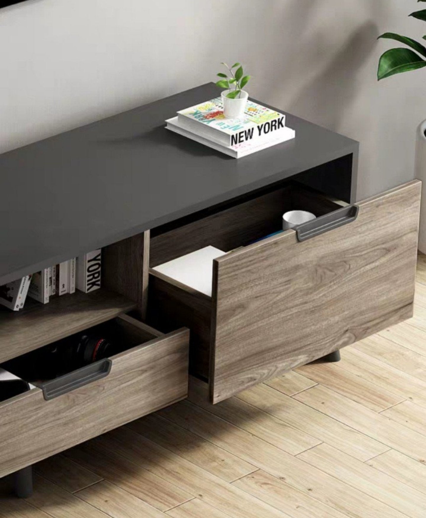 Catalina Industrial Red Oak TV Console / Coffee Table