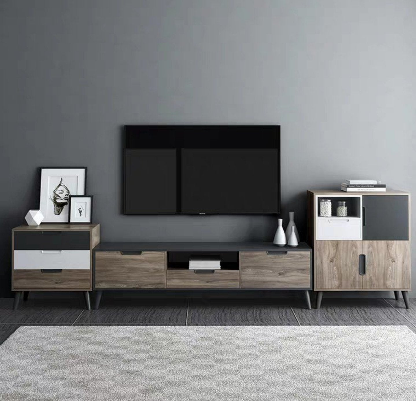 Catalina Industrial Red Oak TV Console / Coffee Table