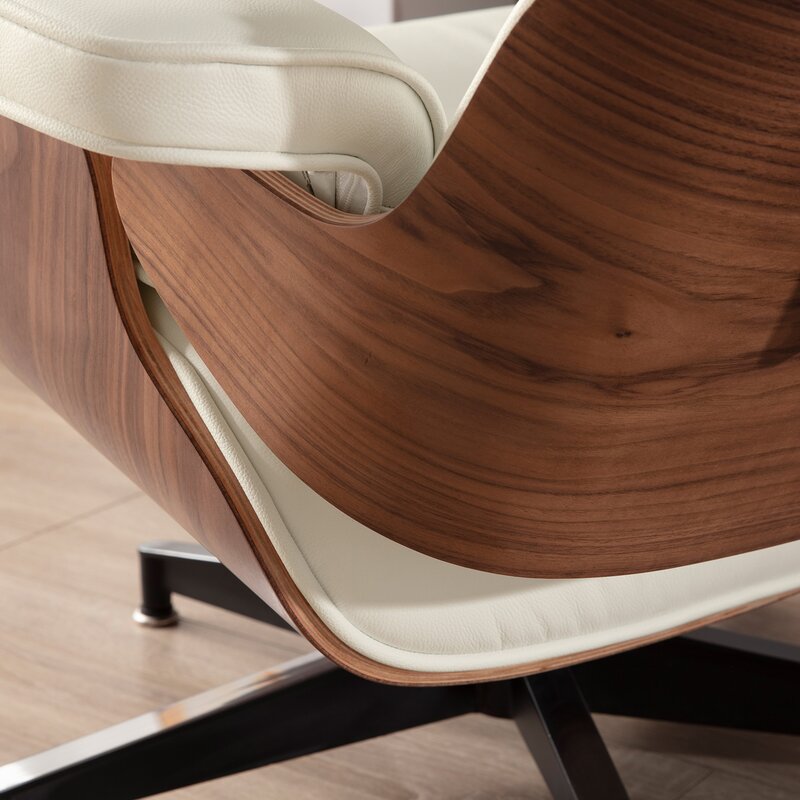 Nathalie Leather Chaise Lounge Chair with Ottoman