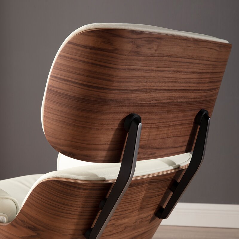 Nathalie Leather Chaise Lounge Chair with Ottoman