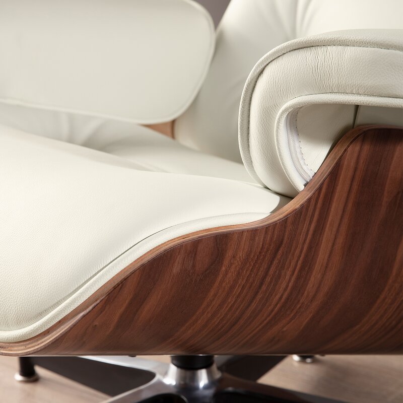 Nathalie Leather Chaise Lounge Chair with Ottoman