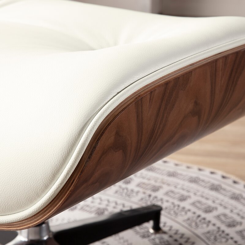 Nathalie Leather Chaise Lounge Chair with Ottoman