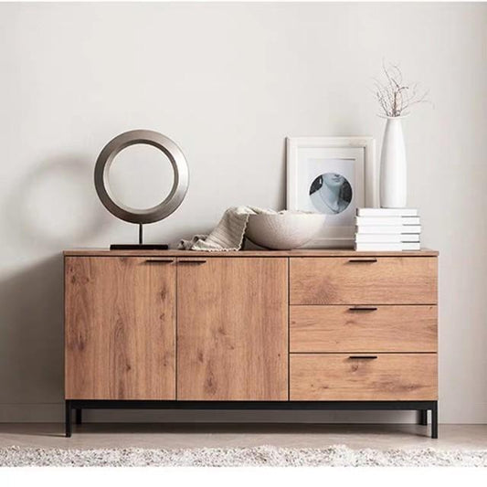 CLARA Industrial Solid Oak Sideboard Buffet
