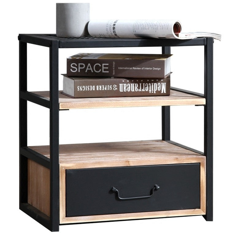 NOELLE Modern Industrial Solid Wood Bedside Table Lamp Stand
