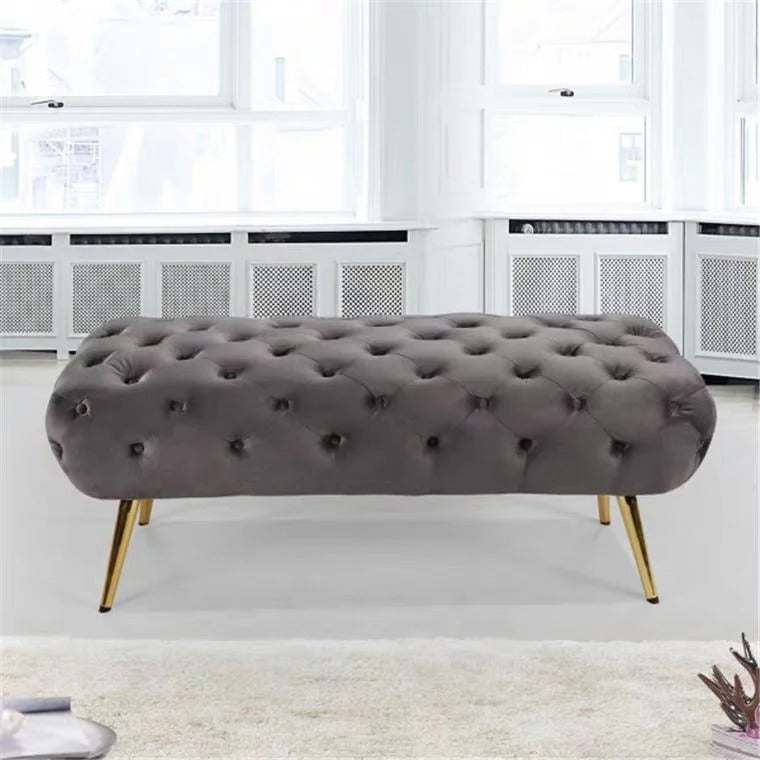ANNABELLE Velvet Tufted Button Ottoman Bench Stool