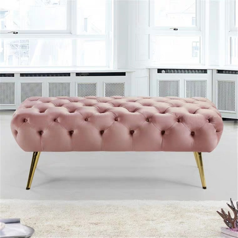 ANNABELLE Velvet Tufted Button Ottoman Bench Stool