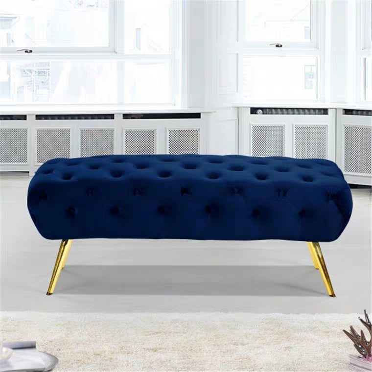 ANNABELLE Velvet Tufted Button Ottoman Bench Stool