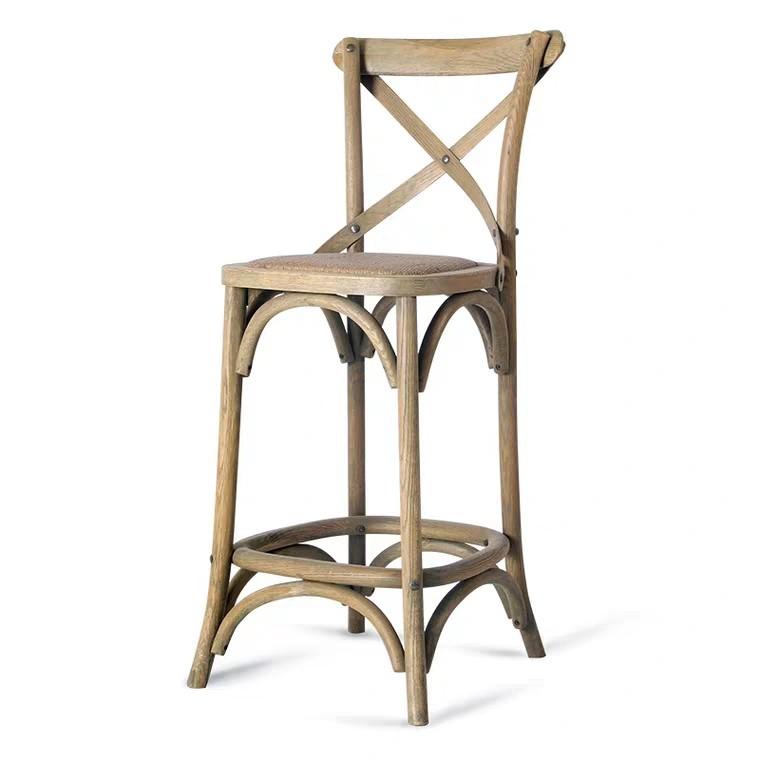 GEORGIA Rustic Solid Wood Bar Stool