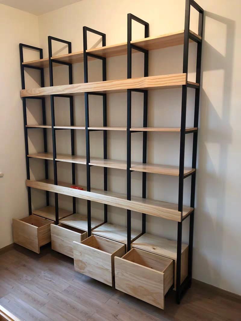 JOSIE Modern Industrial Solid Wood Bookshelf