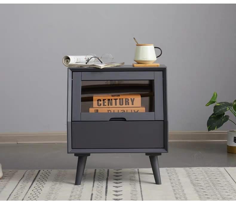 PRESLEY Rustic Pine Wood Bedside Table Night Stand