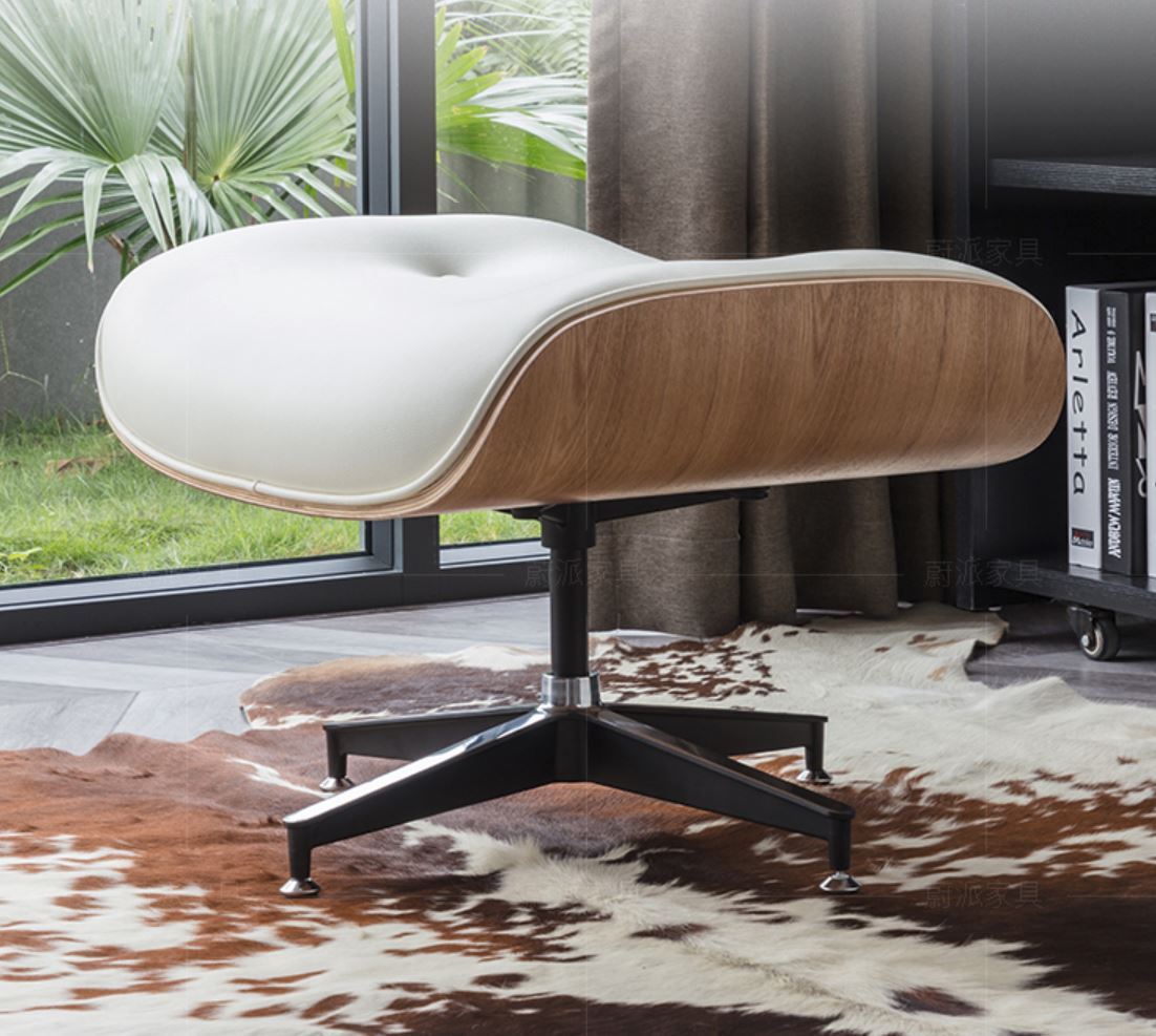 RILEY Modern Leather Armchair with Ottoman