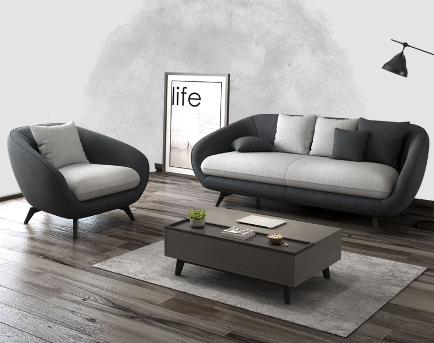 LLONA Modern and Contemporary Fabric Nordic Style Sofa