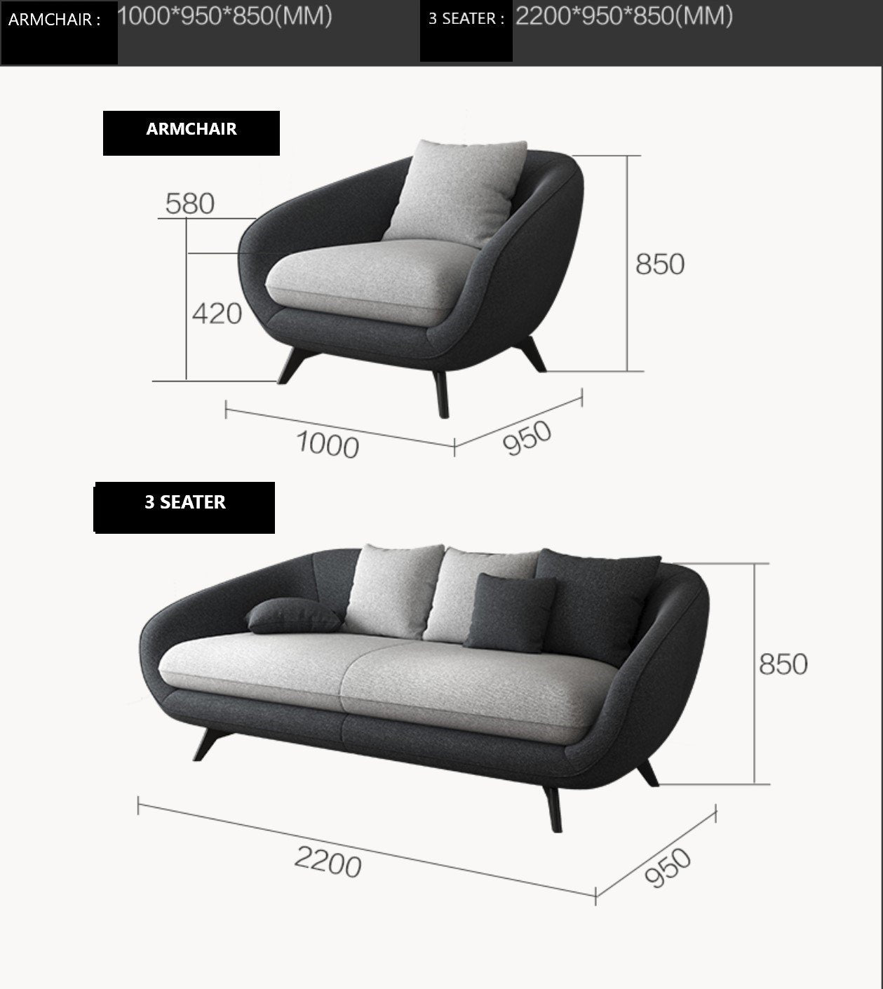 LLONA Modern and Contemporary Fabric Nordic Style Sofa