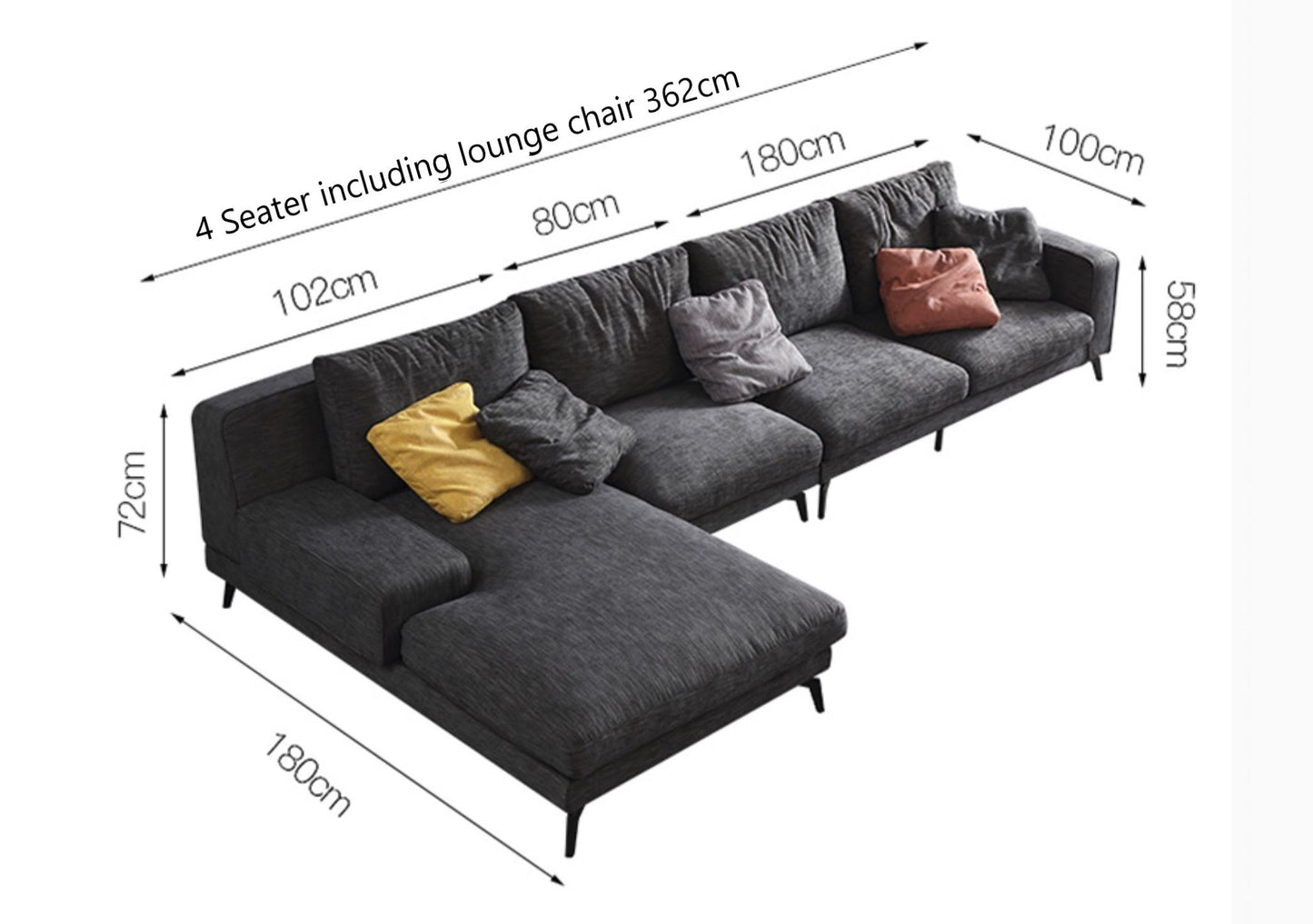 BENCE Modern Fabric Sofa with Stilt Legs Design