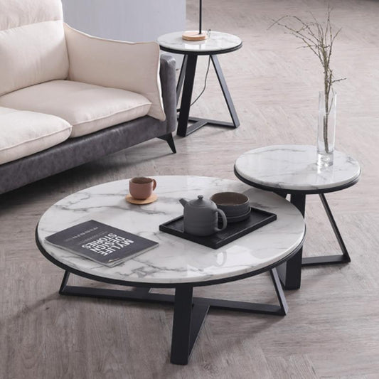 ELEANOR Round Marble Coffee Table Set