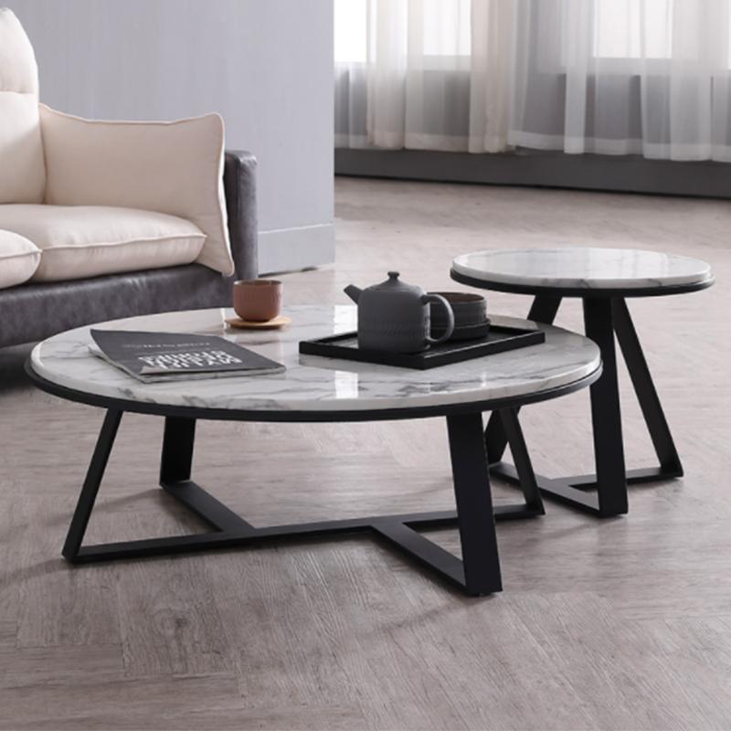 ELEANOR Round Marble Coffee Table Set