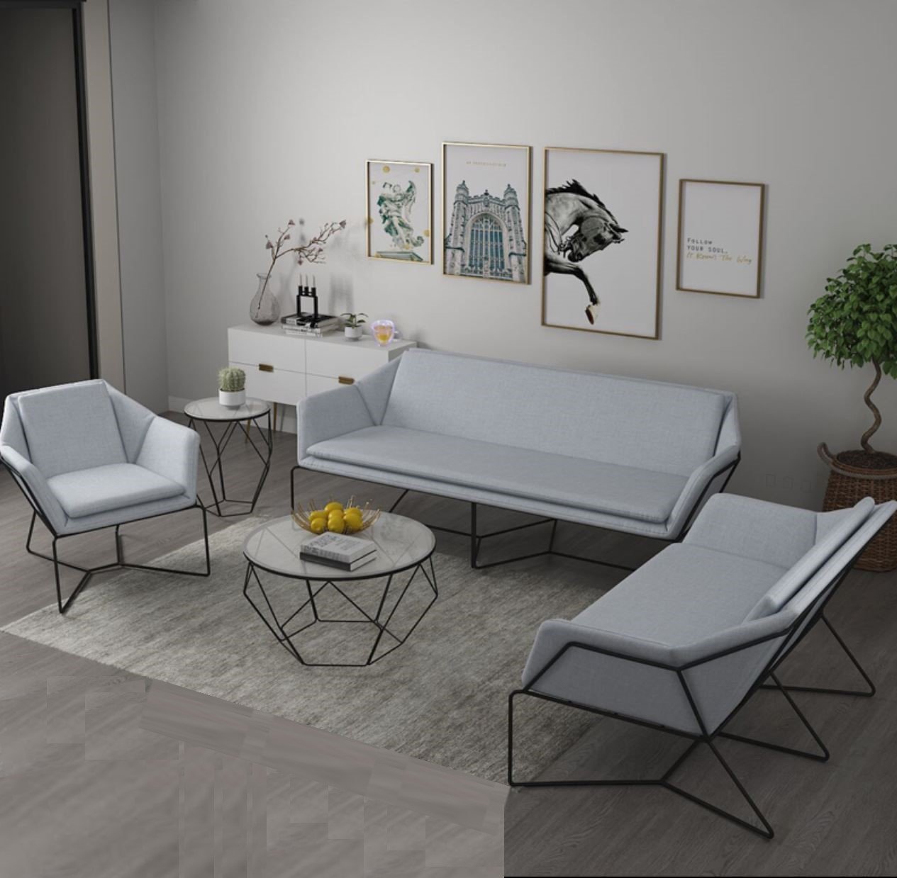 NORA Modern Wire Frame Sofa Set