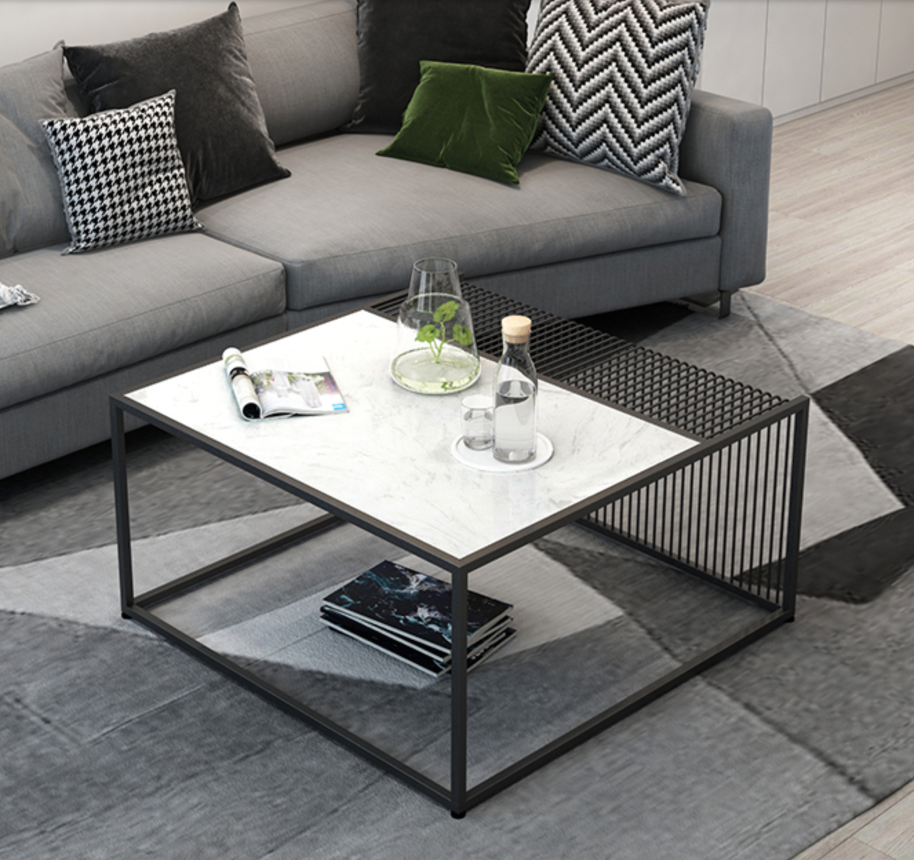 GIOTTO Minimalist Marble Metal Frame Coffee Table