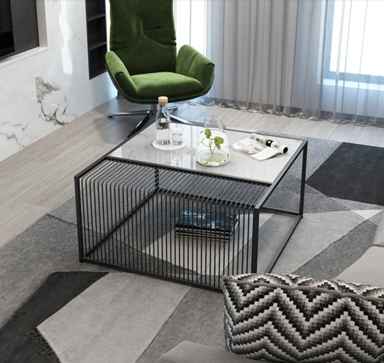 GIOTTO Minimalist Marble Metal Frame Coffee Table