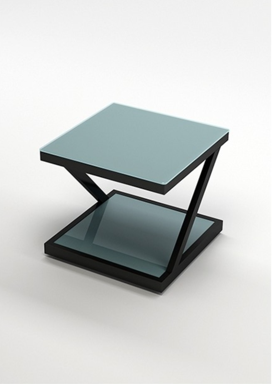 MADELYN Contemporary Z Design Tempered Glass Top Side Table