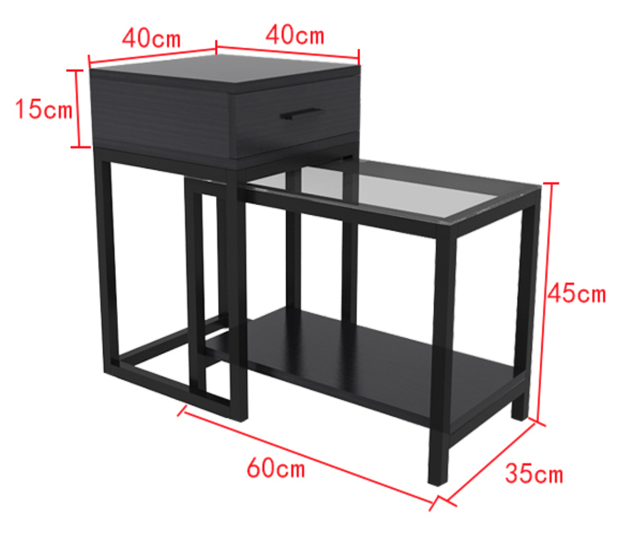 KRISTIAN Contemporary Glass Side Drawer Table