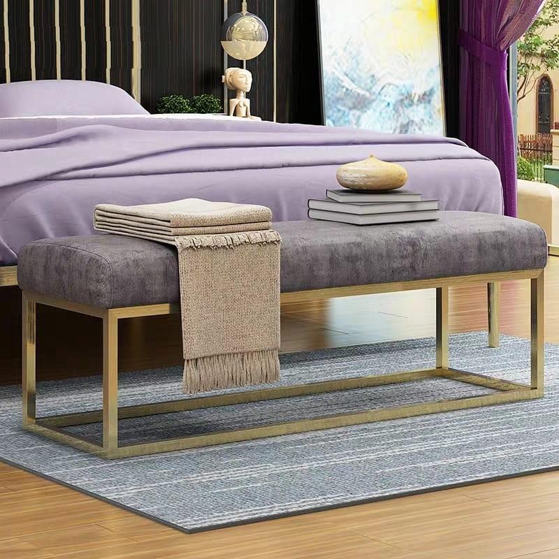 ALAINA Victorian Gold Wireframe Velvet Ottoman