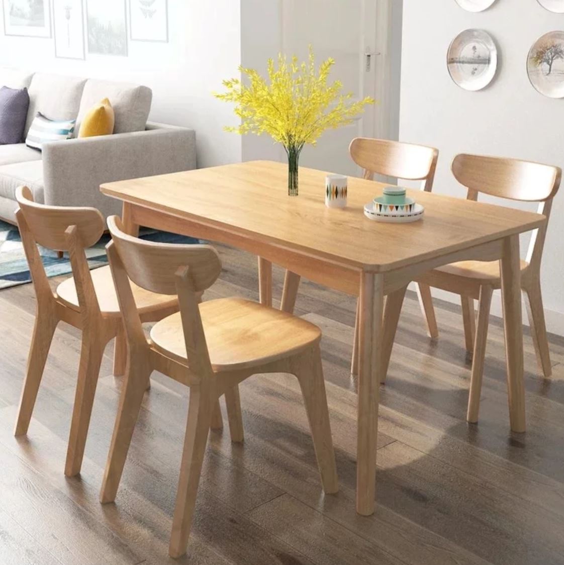 FINLEY Modern Rustic Solid Pine Wood Dining Table