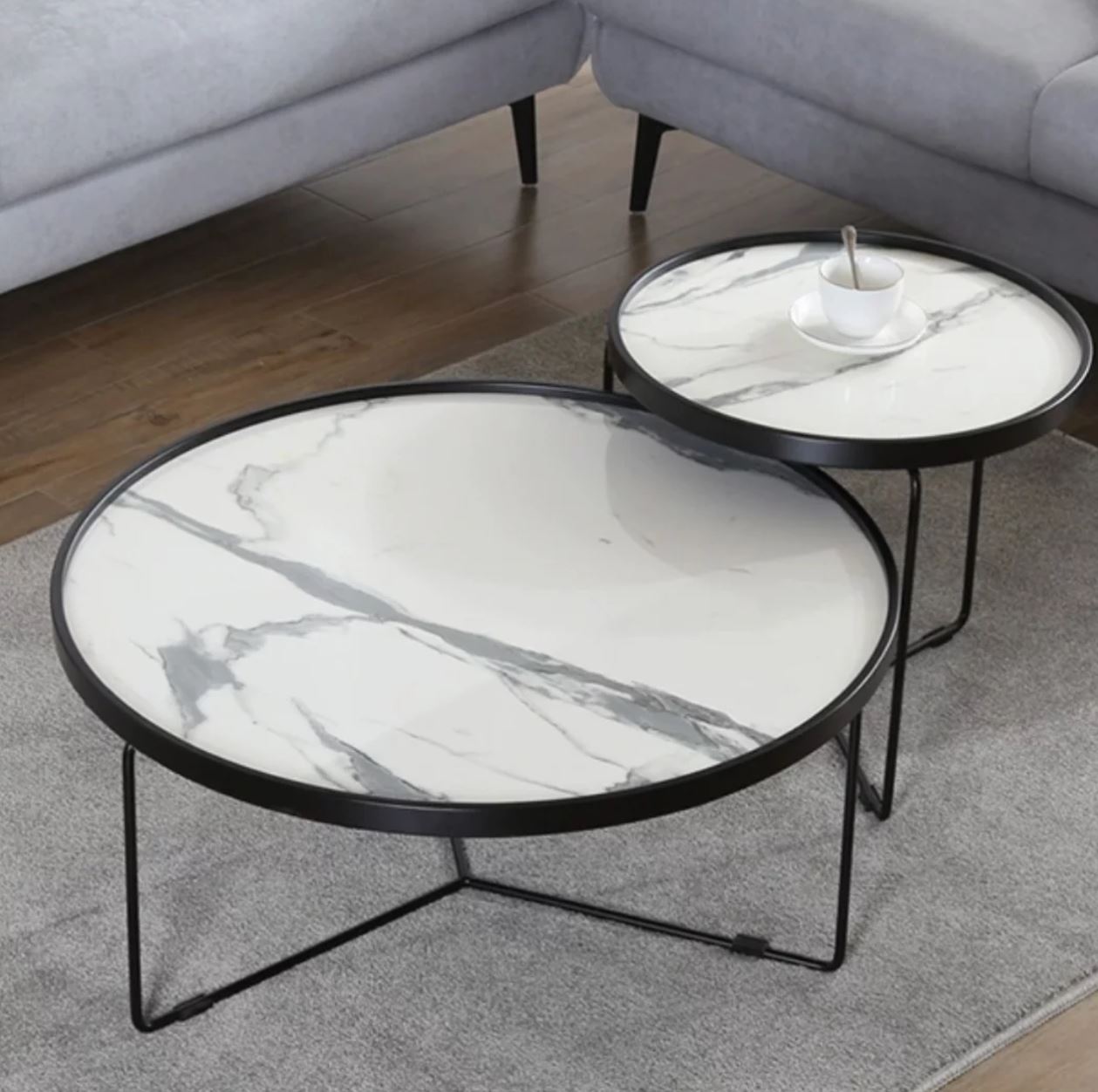 AUDREY Round Marble Nesting Coffee Table