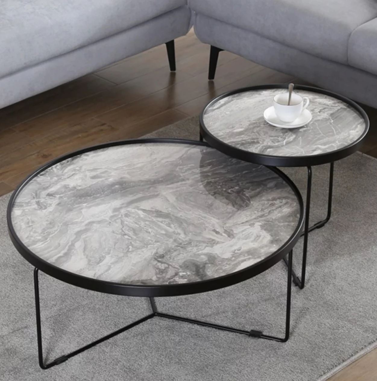 AUDREY Round Marble Nesting Coffee Table