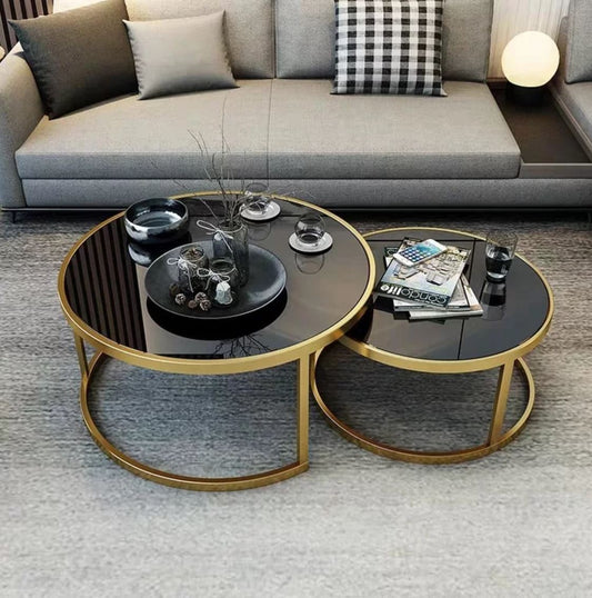 LUCY Tempered Glass Round Nesting Coffee Table