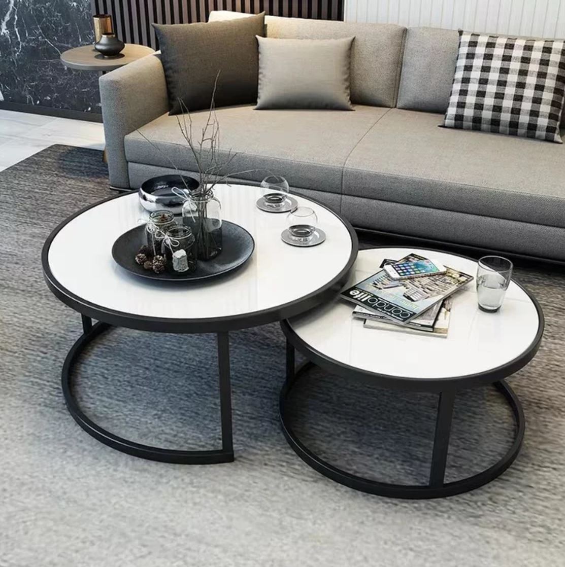 LUCY Tempered Glass Round Nesting Coffee Table