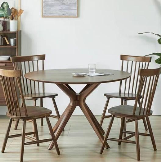 KENDALL Solid Wood Wishbone Round Dining Table